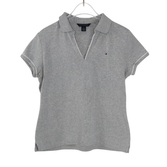 Tommy Hilfiger Gray Polo Shirt Preppy Y2k Polo Medium - Picture 1 of 8